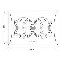 Розетка подвійна із заземленням біла VIDEX BINERA, фото 5