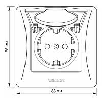 Розетка одинарна із заземленням та кришкою біла VIDEX BINERA, фото 5