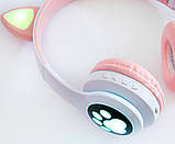 Блютуз-навушники з вушками Cat ear headphones VZV-23M Рожеві, дитячі бездротові навушники з підсвіткою (NS), фото 4