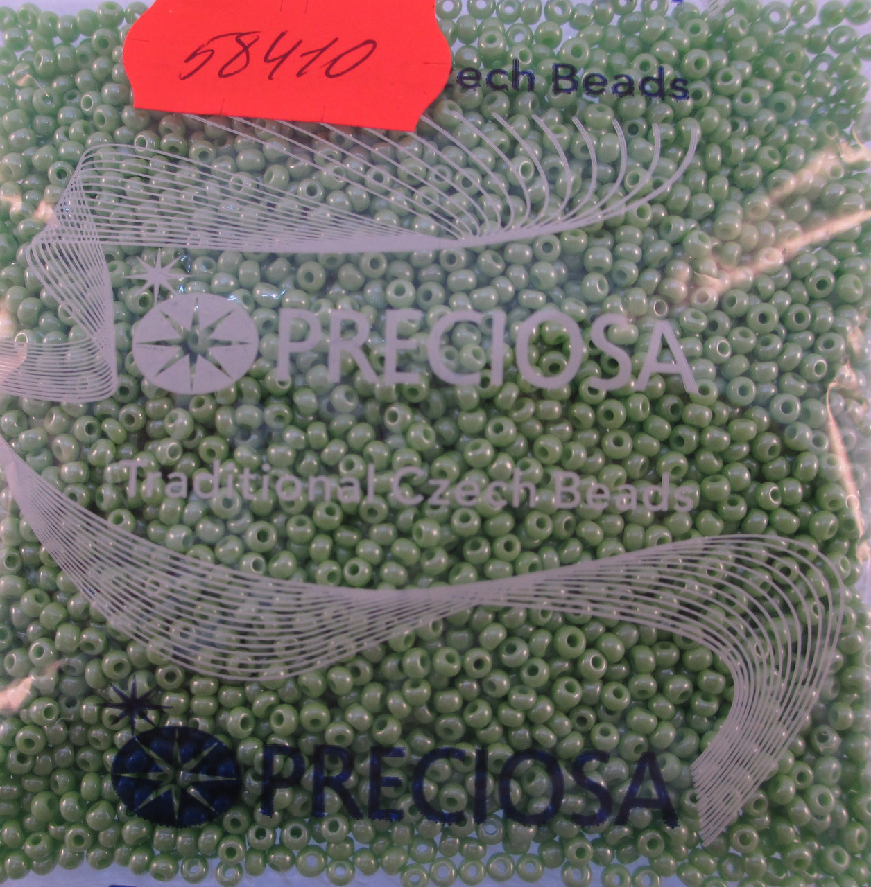 Бісер 10/0, колір — ніжно-салатовий (непрозорий), No58410 (пач.50 грамів)