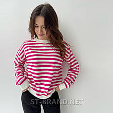 Розмір: One size (42-48). Молодіжний та стильний жіночий джемпер в малинову смужку, Туреччина