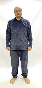 Чоловіча тепла піжама темно-сірого кольору з велсофту 50-58 р