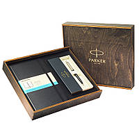 Подарочный набор: Коробка + Parker Jotter 17 Standard Black CT BP 15 632 + Блокнот Moleskine черный в линию 15