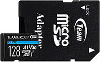 Карта памяти MicroSDXC 128GB UHS-I/U3 Class 10 Team Elite + SD-адаптер (TEAUSDX128GIV30A103) D6P3-2023