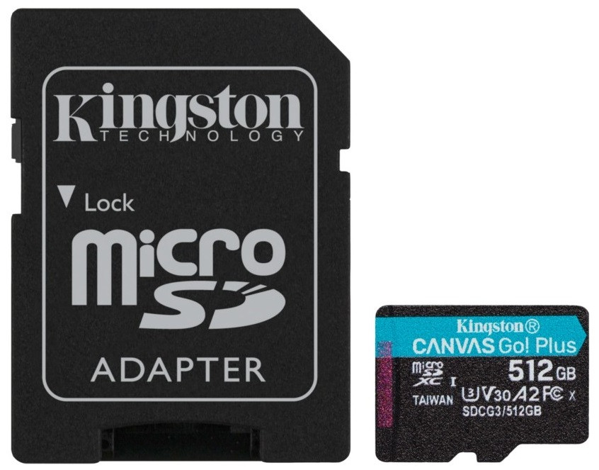 Карта памяти Kingston microSDXC 512GB Canvas Go+ U3 V30 (SDCG3/512GB) 