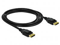 Кабель монітора-сигнальний Delock DisplayPort M/M 2.0m v1.2 4K@60Hz 20pin 3xS D=6.0m чорний (70.08.2585)