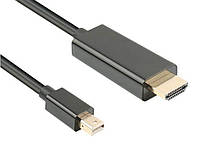 Кабель монітора-адаптер Gutbay DisplayPort mini-HDMI M/M (HDMIекран) 2.0m v1.1 1080p D=5.0mm Gold чорний