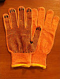 Рукавички робочі трикотажні будівельні з ПВХ чорною точкою Оранж ХБ розмір універсальний WE2129, фото 9