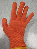 Рукавички робочі трикотажні будівельні з ПВХ чорною точкою Оранж ХБ розмір універсальний WE2129, фото 6