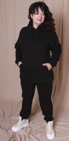 Жіночий спортивний костюм 3-х нитка, колір-чорний розміри xl, 2xl, 3xl., фото 1