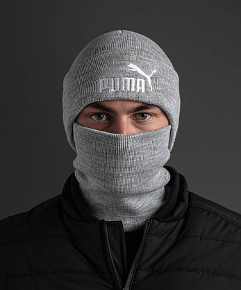 Шапка тепла Puma Сіра з бафом, фото 1