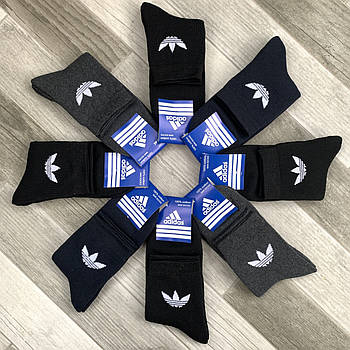 Шкарпетки чоловічі спортивні махрові бавовна Adidas, розмір 41-44, асорті, 09904