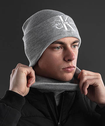 Шапка тепла Calvin Klein Сіра з бафом, фото 2
