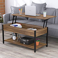 Журнальний кавовий столик прямокутної форми лофт L-5 slider Loft Design для дому, вітальні, залу Горіх Модена