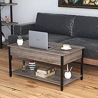 Журнальний кавовий столик прямокутної форми лофт L-5 slider Loft Design для дому, вітальні, залу Дуб Палена