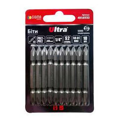 Біти PH2-PH2×65мм 1⁄4" 10 шт S2 (блістер) ULTRA (4016532)