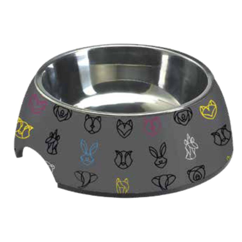 Миска CROCI MILAMINE GEOMETRICAL, нержавіюча, гумова основа , зміна чаша 0,40л, 24 см, фото 1