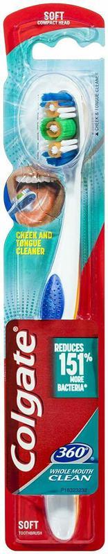 Зубна щітка Colgate 360° Clean антибактеріальна середньої жорсткості, фото 1