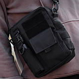 Підсумок сумка тактична поясна месенджер GREED чорна з водовідштовхувальної тканини на пояс, фото 3