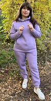 Женский спортивный теплый костюм 3-х нить, цвет - лиловый размеры xl, 2xl, 3xl.