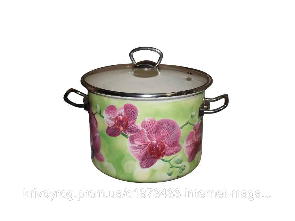 Каструля ем. 5,5л /0 циліндрична Орхидея (молочна) (I83117) ТМ IDILIA, фото 1