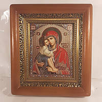 Ікона Донська Пресвята Богородиця, лик 10х12 см, в коричневому дерев'яному кіоті