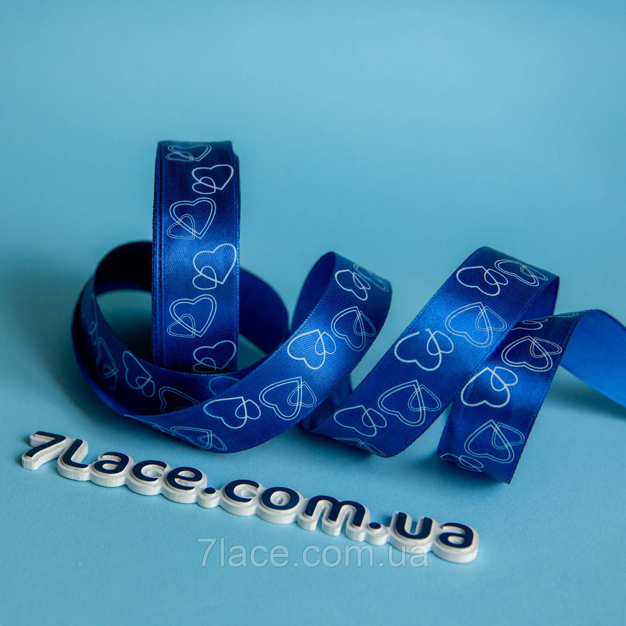 Стрічка атласна з принтом / колір РОЖЕВИЙ / ширина 2,5 см / від 1 метра, фото 1