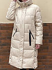 Жіночий пуховик р.54-56 Зимове кремове пальто плащівка Фабричний Китай, фото 4