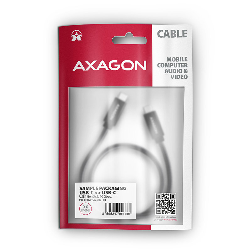 AXAGON BUCM432-CM10AB USB-C to USB-C, USB4 Gen 3×2, 1m, PD 100W, 8K HD