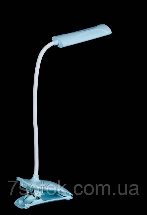 Лампа офісна на прищіпці SM-18003, що працює від USB та 220В (без аккумулятору), блакитна