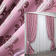Комплект штор с ткани блэкаут. Цвет розовый. Код 985ш