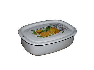 Лоток емальований з кришкою 1,5л/2 Лимон (білий) (І2508/2) ТМ IDILIA BP