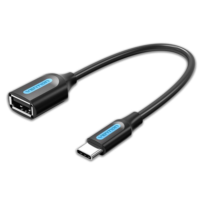 Перехідник Vention USB-C / Type-C на USB 2.0, Mini OTG Адаптер 480 Мбіт/с міцний корпус Чорний CCSBB