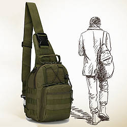 Сумка через плече чоловіча темна олива однолямкова TR17 багатофункціональний рюкзак месенджер