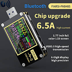 USB тестер FNIRSI FNB48S Bluetooth PD QC тригер протокол швидкого заряджання Вольтметр Амперметр тестер ємності