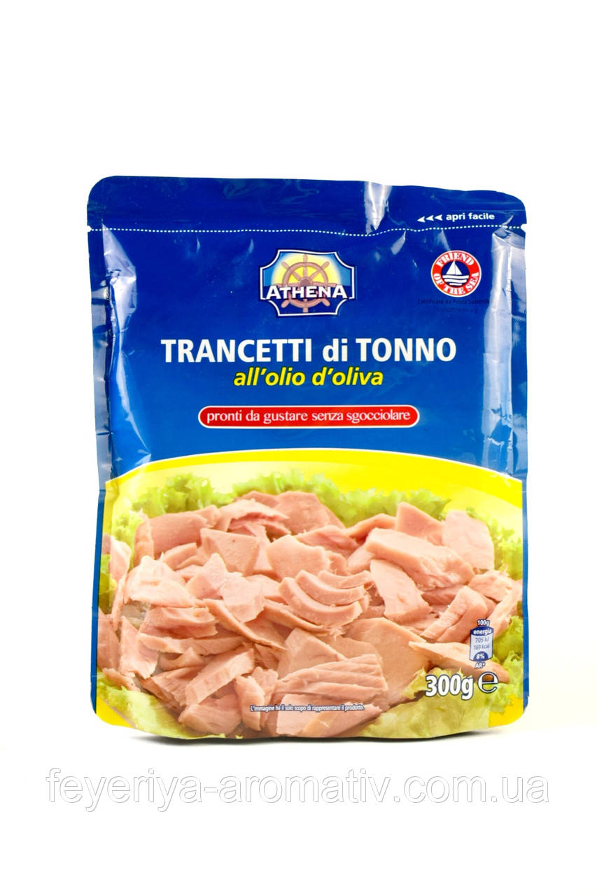 Тунець в оливковій олії Athena Trancetti di Tonno all`olio d`oliva, 300гр (Італія)