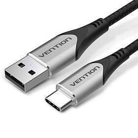 Кабель Vention USB Type C Нейлонова оплітка USB A - USB C 3A/18W 480 Мбіт/с металевий копус 1 м Чорний CODHF