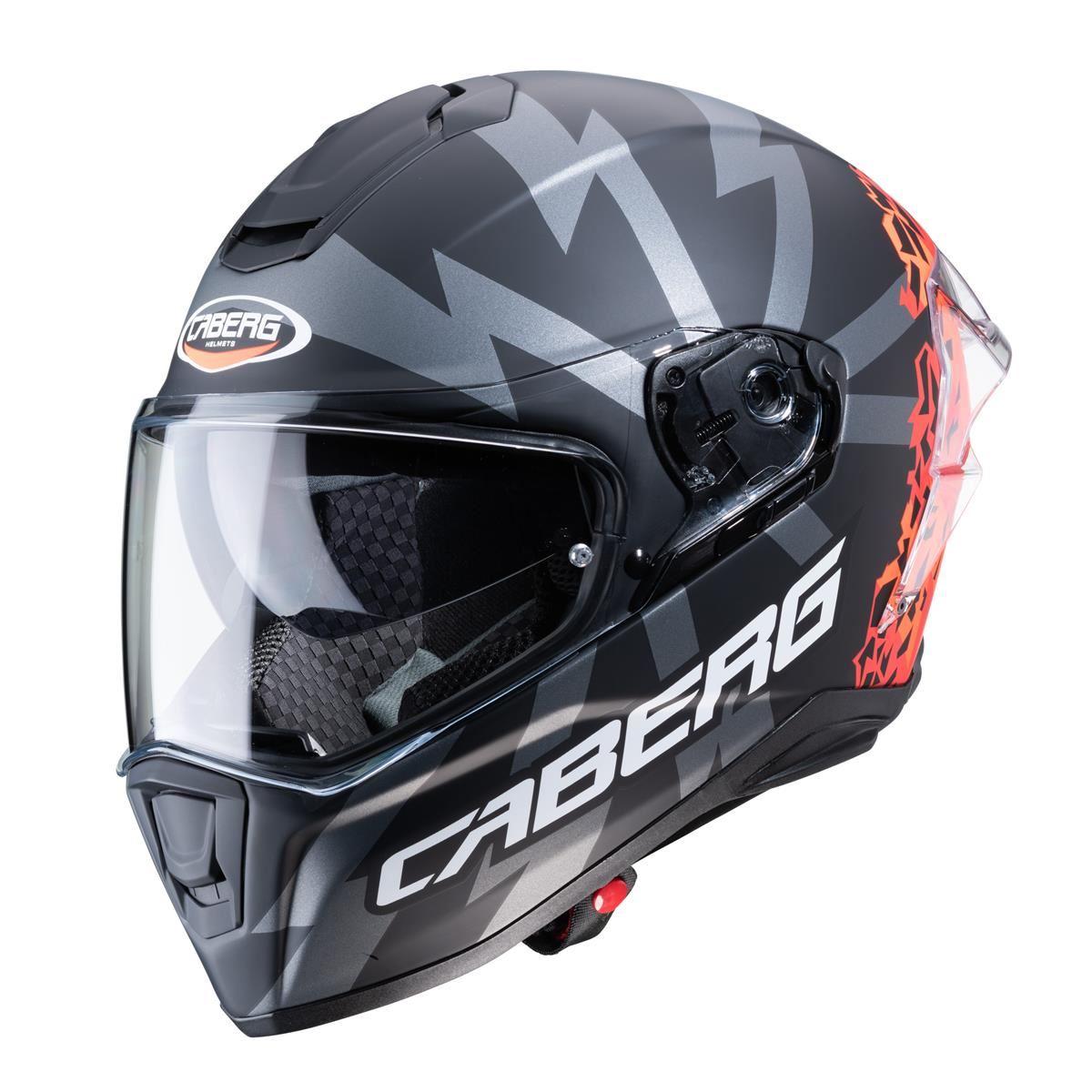 МОТОШОЛОМ ЗАКРИТИЙ CABERG DRIFT EVO STORM КОЛІР ЧОРНИЙ МАТОВИЙ / ЧЕРВОНИЙ ФЛЮОРИСЦЕНТНИЙ / ПОМАРАНЧЕВИЙ ФЛЮОРИСЦЕНТНИЙ