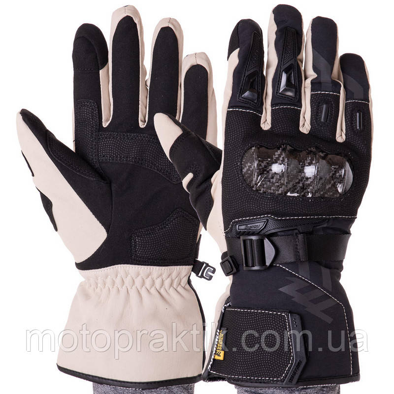 MADBIKE MAD66X Gloves Black/Beige, M Мотоперчатки текстильні утеплені із захистом