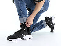 Зимние кроссовки мужские с мехом Nike Huarachi Acronym черно-белые. Мужская обувь зимняя Найк Хуарачи Акроним