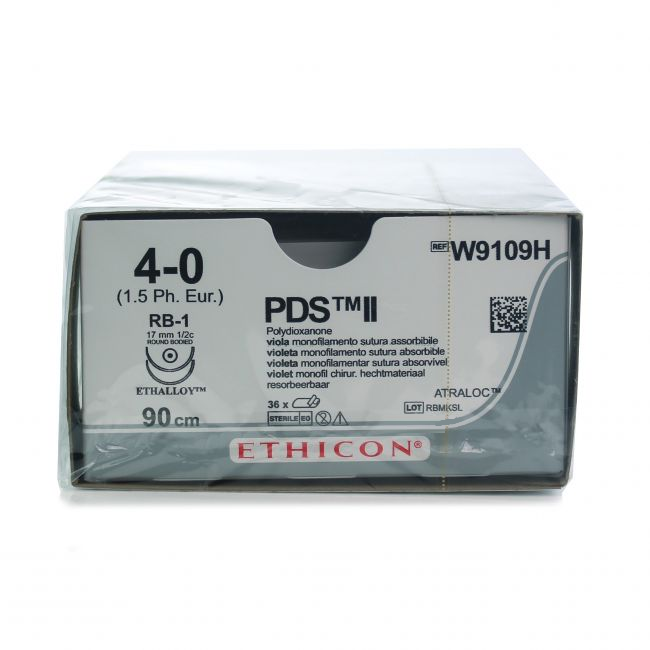 Хірургічна нитка Ethicon ПДС II (PDS II) 4/0, довжина 90 см, 2 кільк. голки 17 мм, W9109H