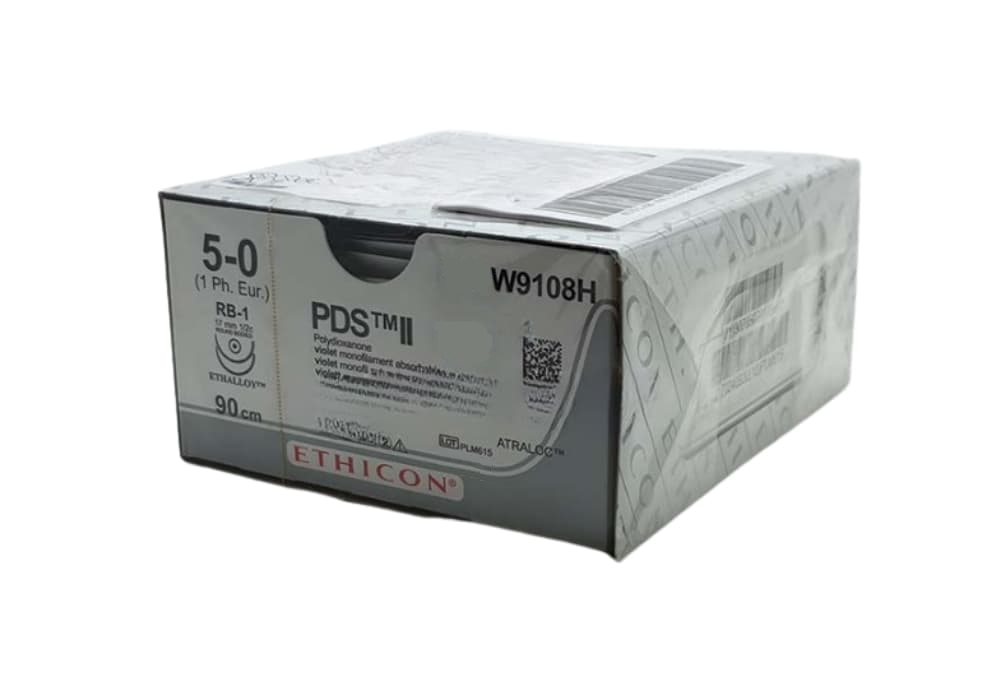 Хірургічна нитка Ethicon ПДС II (PDS II) 5/0, довжина 90 см, 2 кільк. голки 17 мм, W9108H