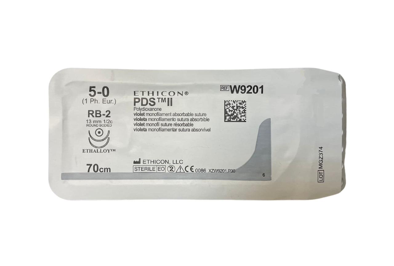 Хірургічна нитка Ethicon ПДС II (PDS II) 5/0, довжина 70 см, 2 кільк. голки 13 мм, W9201H