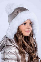 Теплая детская шапка из натурального меха с блеском жемчуга для девочки Украина M-015.Топ! 50-52, Желтый 46-48