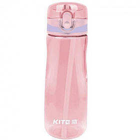 Пляшка для води 600мл з прубочкою рожева Kite К22-419-01