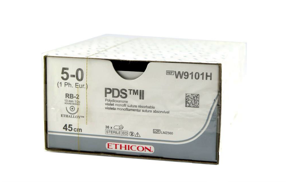 Хірургічна нитка Ethicon ПДС II (PDS II) 5/0, довжина 45 см, кільк. голка 13 мм, W9101H
