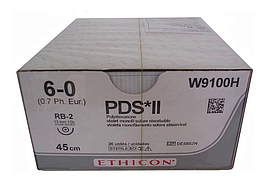 Хірургічна нитка Ethicon ПДС II (PDS II) 6/0, довжина 45 см, кільк. голка 13 мм, W9100H