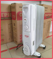 Масленый бытовой обогреватель радиатор 7 секций 1500 Вт электрический с терморегулятором для дома и квартиры
