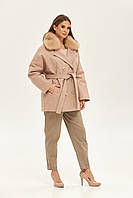 Зимове брендове коротке жіноче пальто з хутром