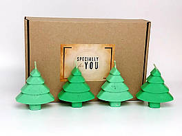 Набір подарунковий "Під ялинкою" - Соєві свічки-ялинки - Подарунок на новий рік, Різдво, до Дня Святого Миколая